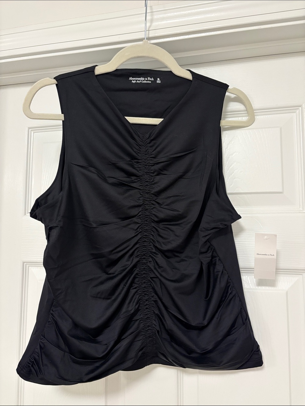 Abercrombie & Fitch Black Gathered Front Sleeveless Tank